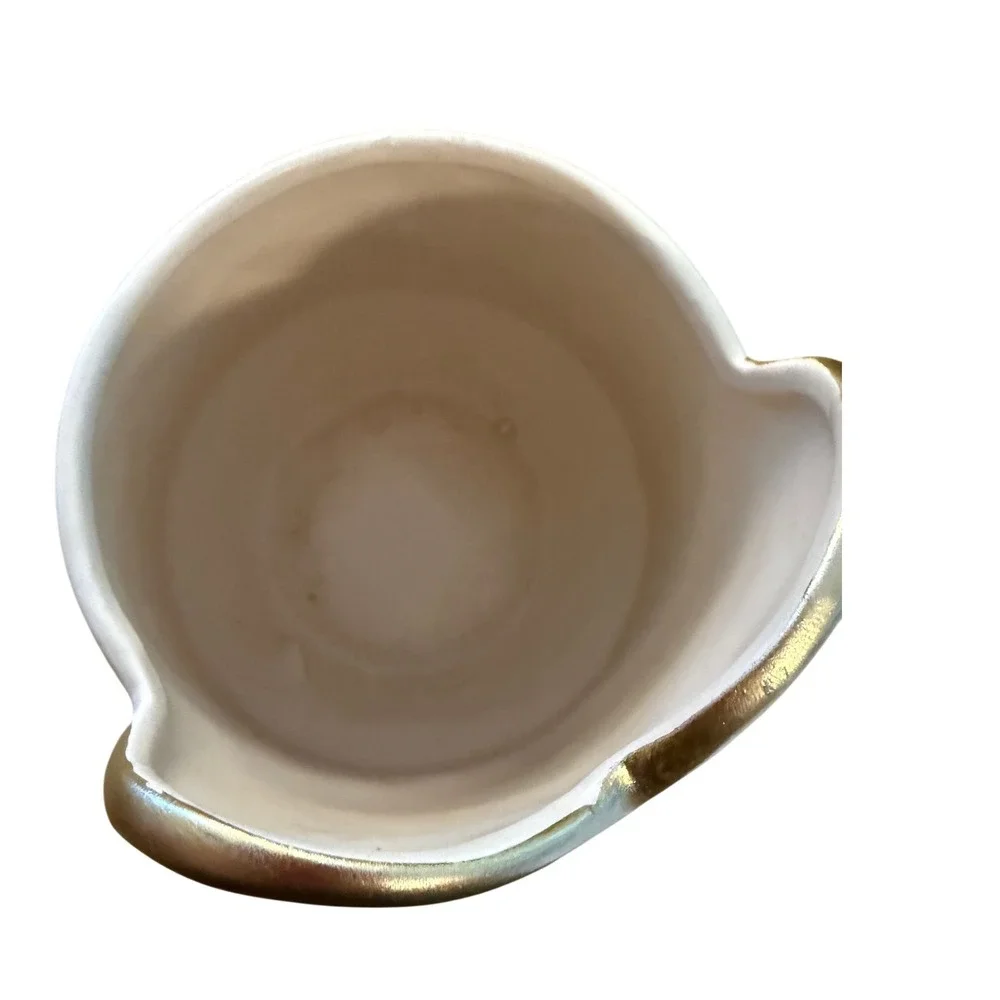 Burton + Burton White Ceramic‎ Vase with Gold Heart & Base 6.5 Inch